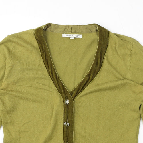 Laura Ashley Womens Green V-Neck 100% Cotton Cape Jumper Size 14