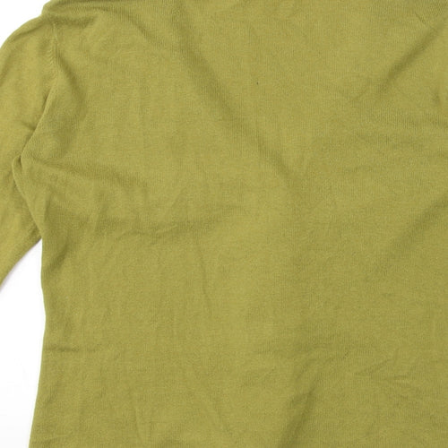 Laura Ashley Womens Green V-Neck 100% Cotton Cape Jumper Size 14