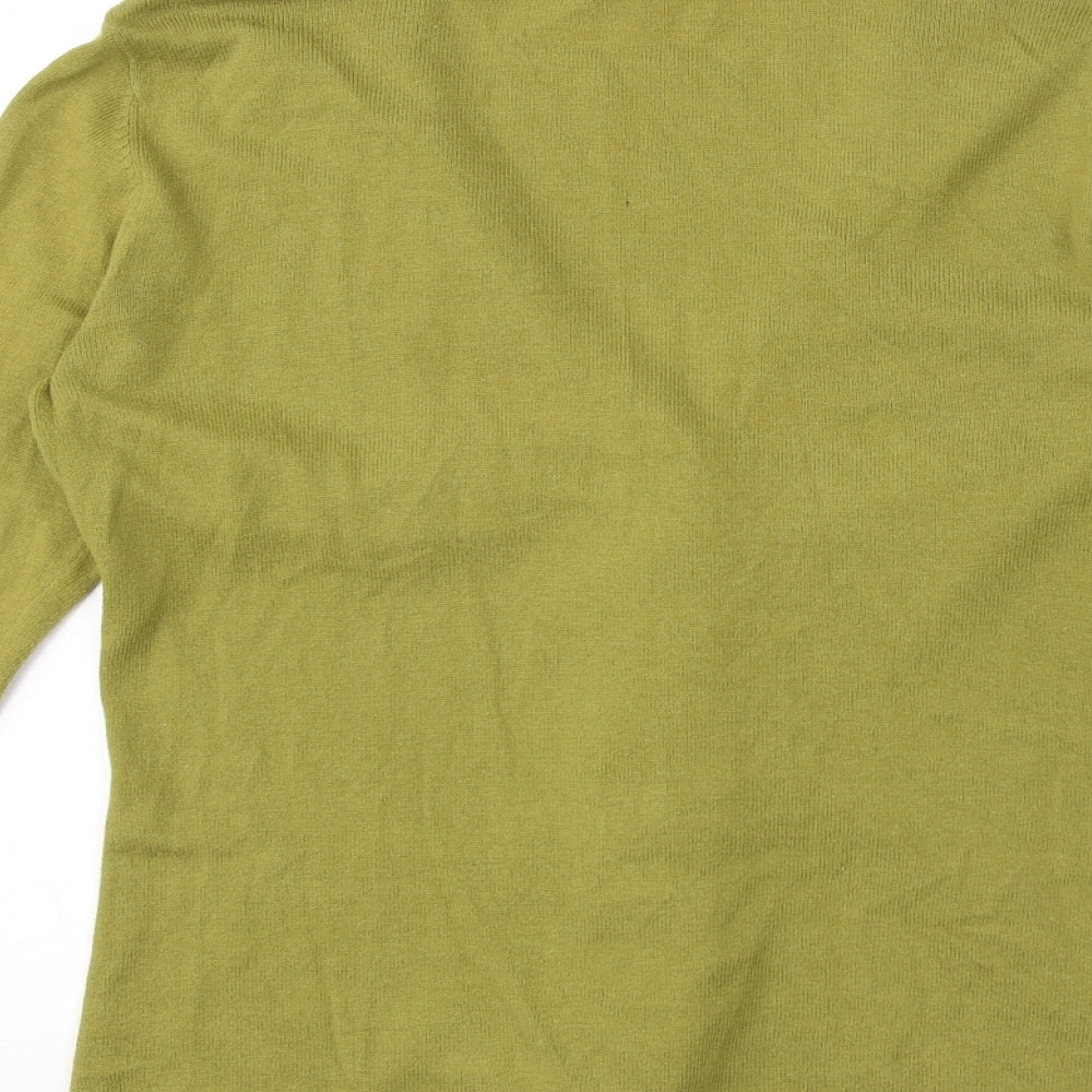 Laura Ashley Womens Green V-Neck 100% Cotton Cape Jumper Size 14