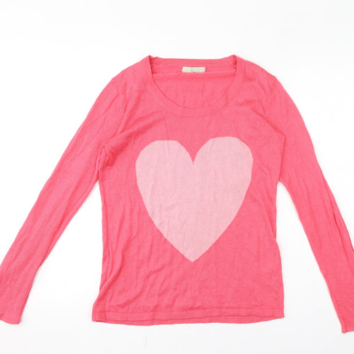 four [ti] four Womens Pink Acrylic Jersey T-Shirt Size S Round Neck - Heart