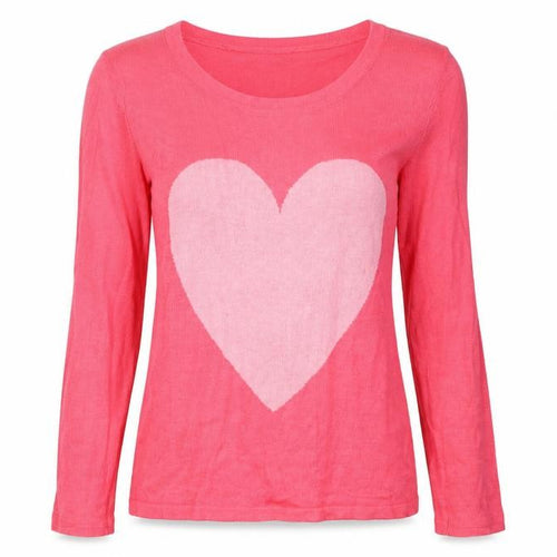 four [ti] four Womens Pink Acrylic Jersey T-Shirt Size S Round Neck - Heart