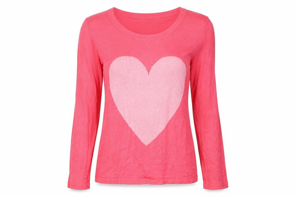 four [ti] four Womens Pink Acrylic Jersey T-Shirt Size S Round Neck - Heart