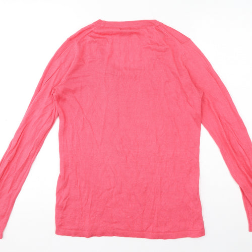 four [ti] four Womens Pink Acrylic Jersey T-Shirt Size S Round Neck - Heart