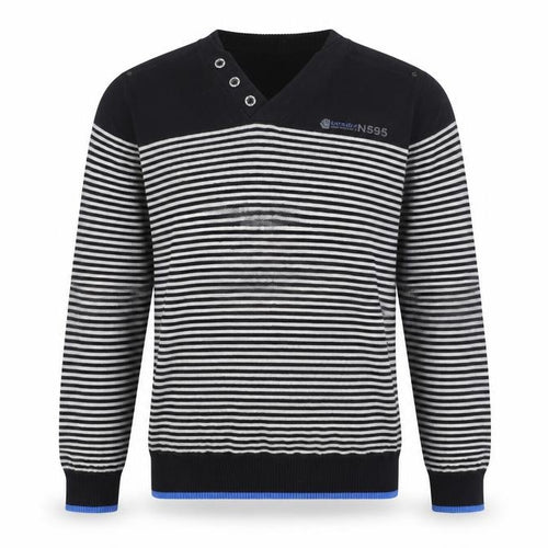Burton Mens Black V-Neck Striped Cotton Pullover Jumper Size M Long Sleeve