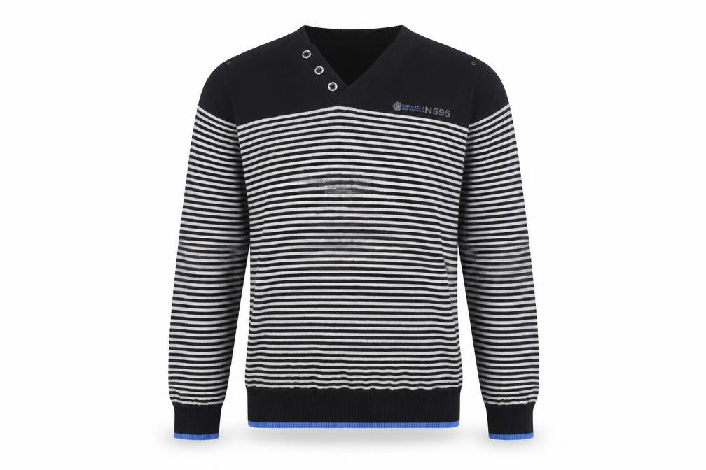 Burton Mens Black V-Neck Striped Cotton Pullover Jumper Size M Long Sleeve