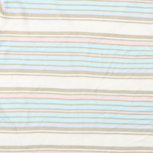 BHS Womens Blue Striped Acrylic Basic T-Shirt Size 20 V-Neck - Multicolour