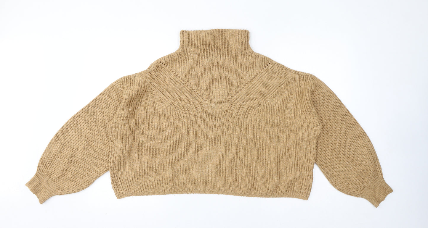 ASOS Womens Brown Mock Neck Acrylic Pullover Jumper Size 8 - Cropped