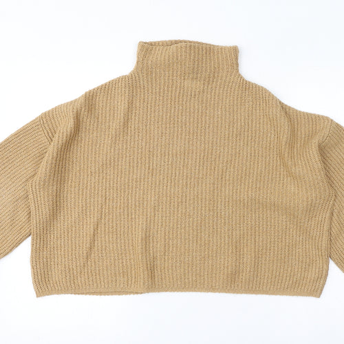 ASOS Womens Brown Mock Neck Acrylic Pullover Jumper Size 8 - Cropped