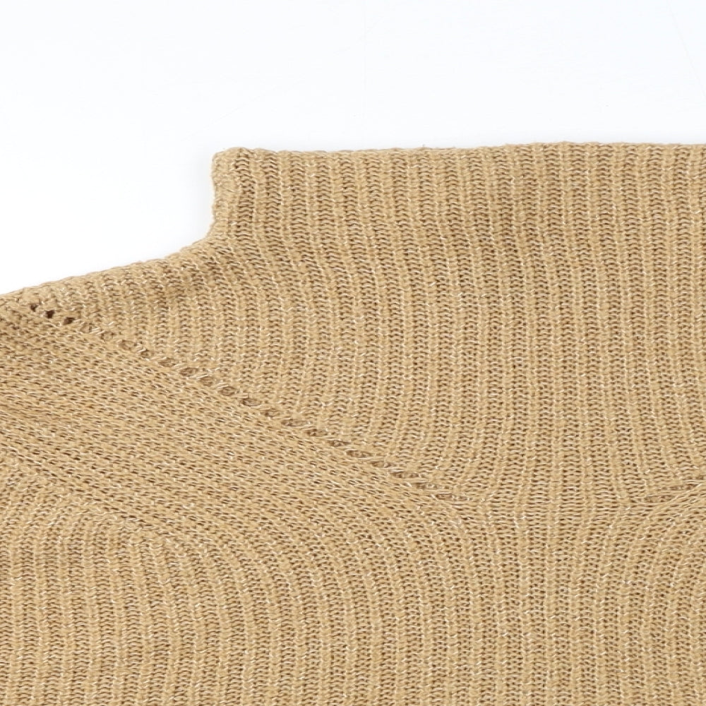 ASOS Womens Brown Mock Neck Acrylic Pullover Jumper Size 8 - Cropped