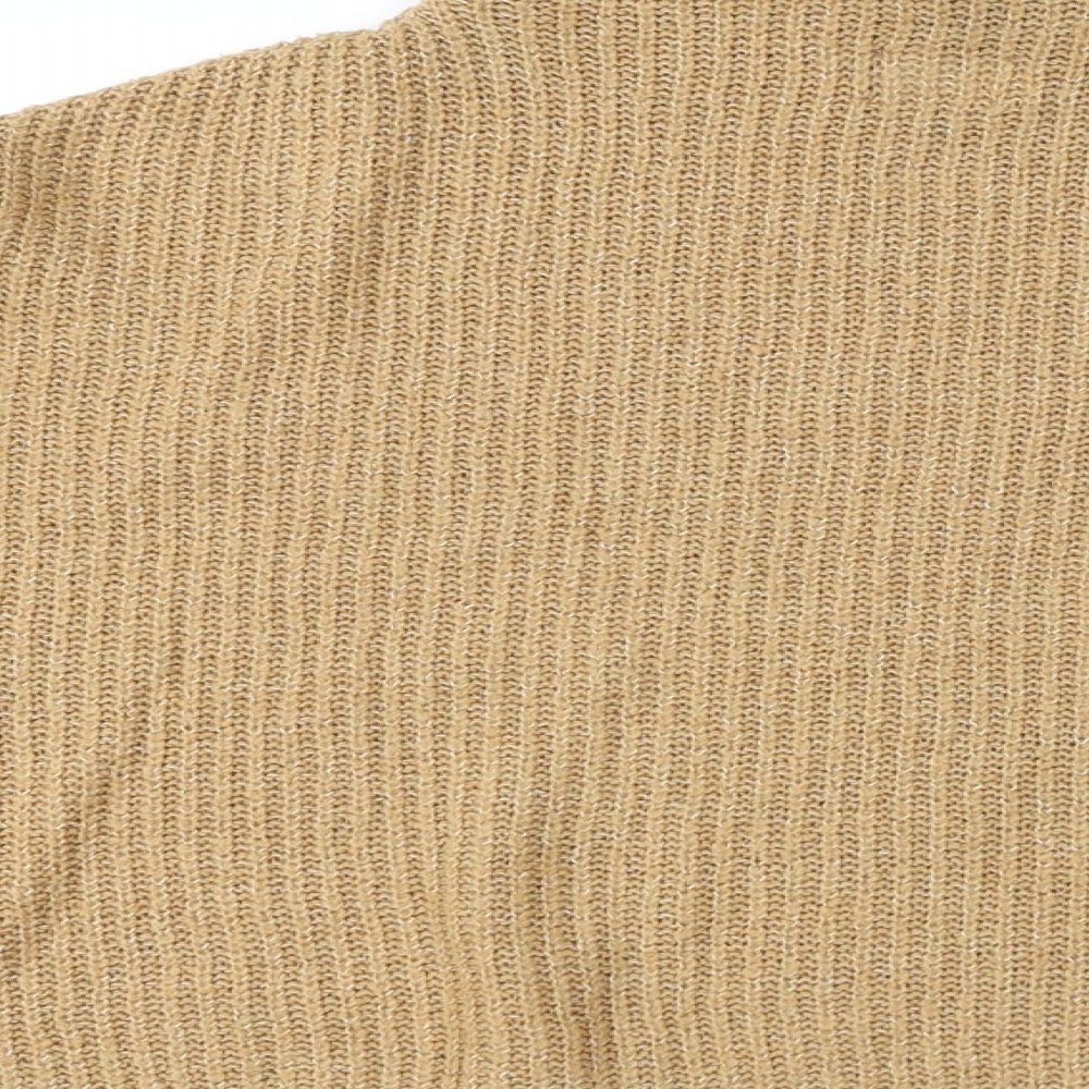ASOS Womens Brown Mock Neck Acrylic Pullover Jumper Size 8 - Cropped