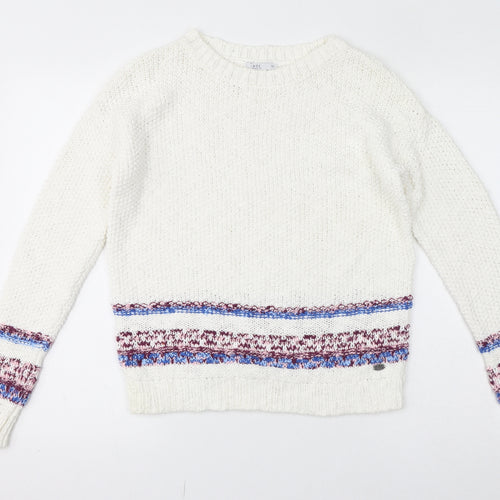 EDC Womens White Crew Neck Cotton Pullover Jumper Size XS