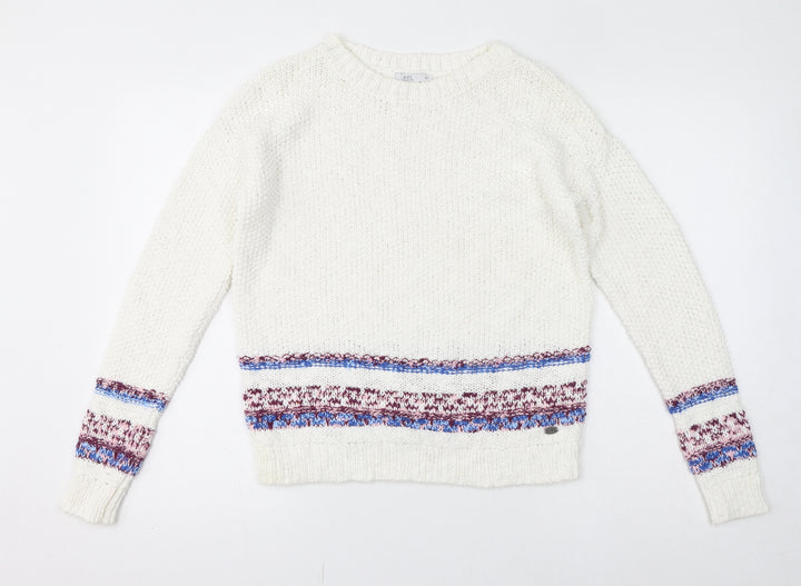EDC Womens White Crew Neck Cotton Pullover Jumper Size XS