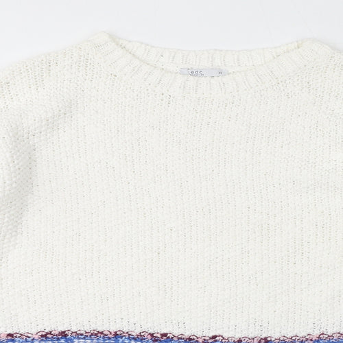 EDC Womens White Crew Neck Cotton Pullover Jumper Size XS