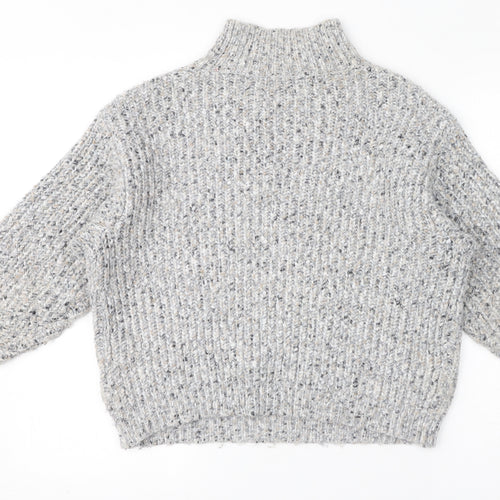 Marks and Spencer Womens Grey Mock Neck Polyester Pullover Jumper Size S
