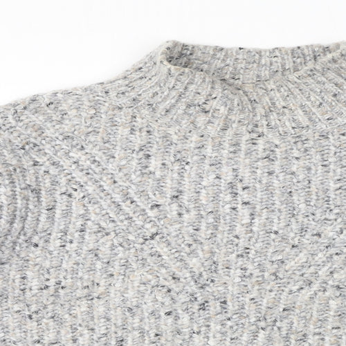 Marks and Spencer Womens Grey Mock Neck Polyester Pullover Jumper Size S