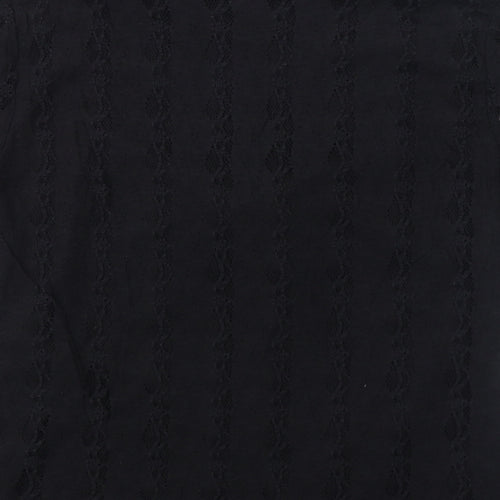 Bonmarché Womens Black Nylon Wrap T-Shirt Size M V-Neck - Lace