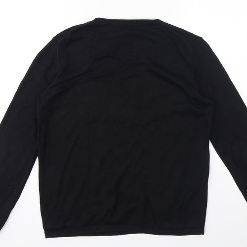Hush Womens Black Crew Neck Cotton Pullover Jumper Size S - Love