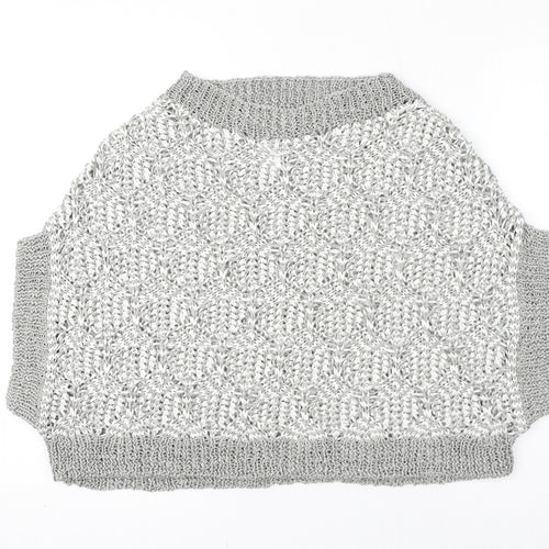 Fabiana Filippi Womens Grey Boat Neck Cotton Pullover Jumper Size S - Cropped