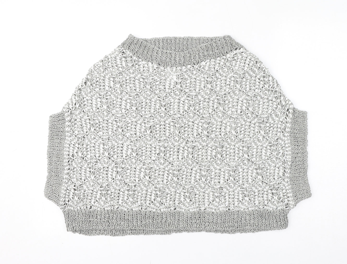 Fabiana Filippi Womens Grey Boat Neck Cotton Pullover Jumper Size S - Cropped