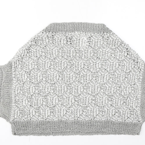 Fabiana Filippi Womens Grey Boat Neck Cotton Pullover Jumper Size S - Cropped