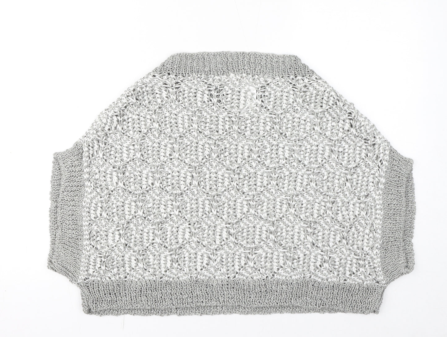 Fabiana Filippi Womens Grey Boat Neck Cotton Pullover Jumper Size S - Cropped