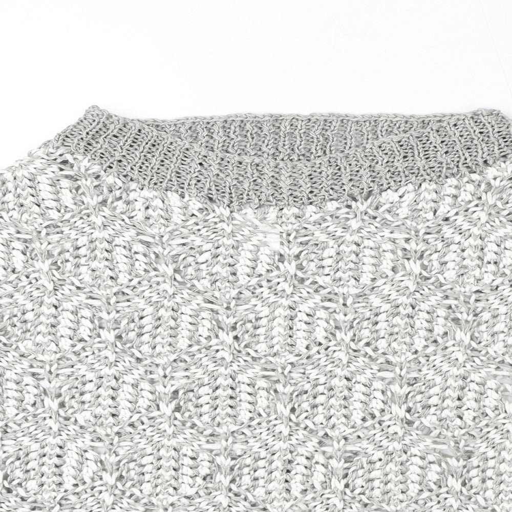 Fabiana Filippi Womens Grey Boat Neck Cotton Pullover Jumper Size S - Cropped
