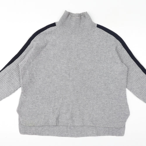 The White Company Womens Grey Mock Neck Wool Pullover Jumper Size 10