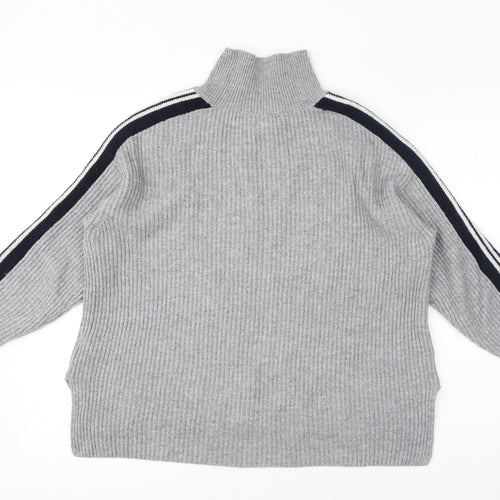 The White Company Womens Grey Mock Neck Wool Pullover Jumper Size 10