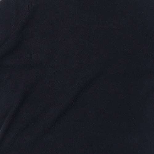Marks and Spencer Womens Blue Acrylic Jersey T-Shirt Size 14 Mock Neck