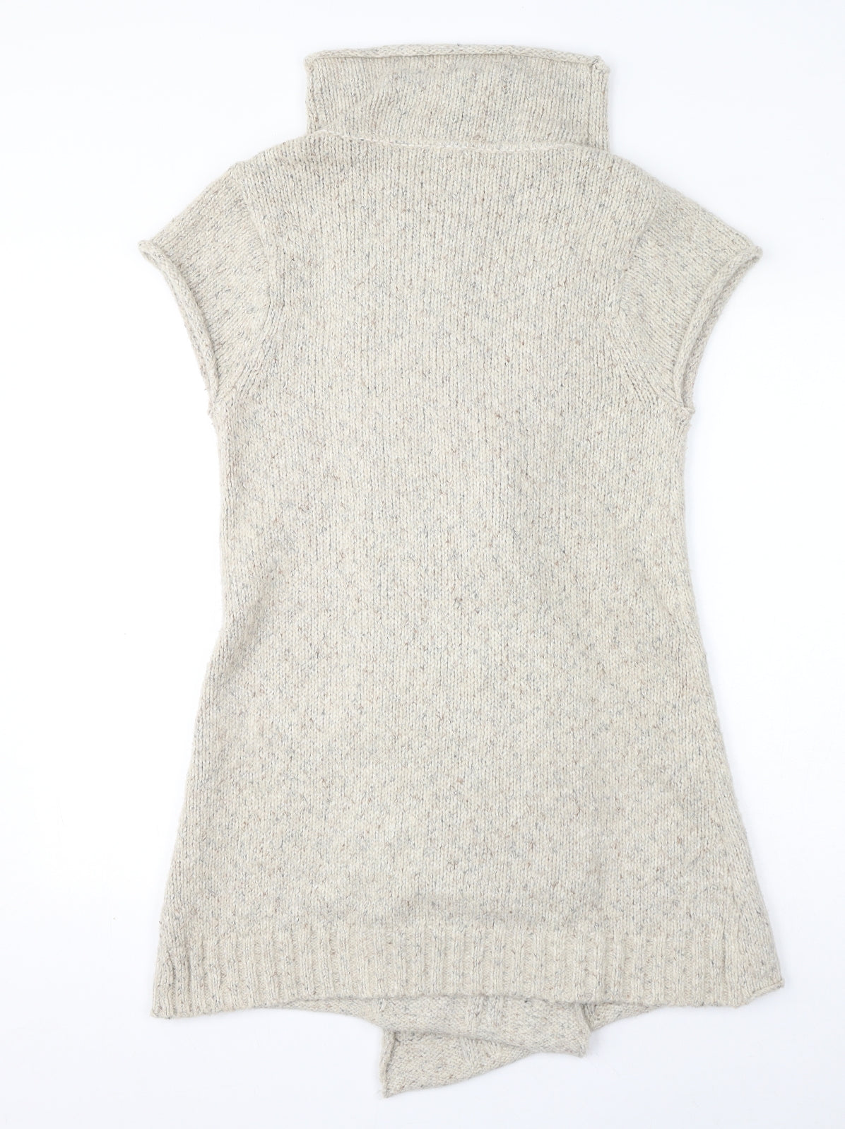 White Stuff Womens Ivory Acrylic Jumper Dress Size 14 Mock Neck Button