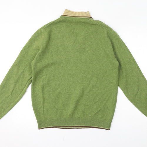 St Michael Womens Green Mock Neck Wool Pullover Jumper Size 12 - Lambswool