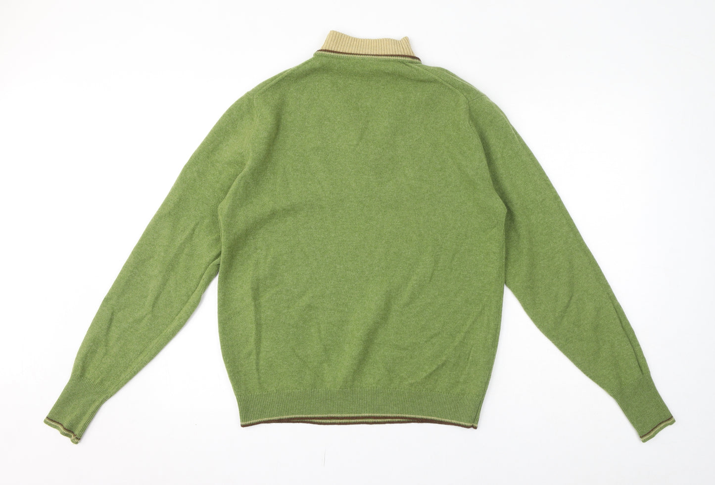 St Michael Womens Green Mock Neck Wool Pullover Jumper Size 12 - Lambswool