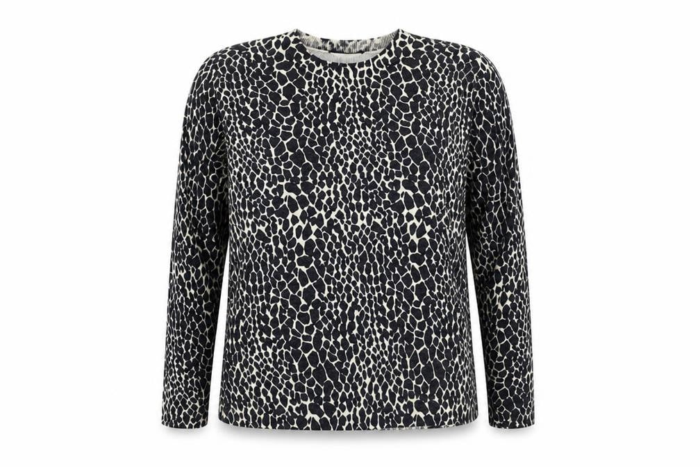 Dorothy Perkins Womens Black Animal Print Viscose Jersey T-Shirt Size 10 Crew Neck