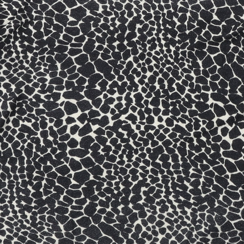 Dorothy Perkins Womens Black Animal Print Viscose Jersey T-Shirt Size 10 Crew Neck
