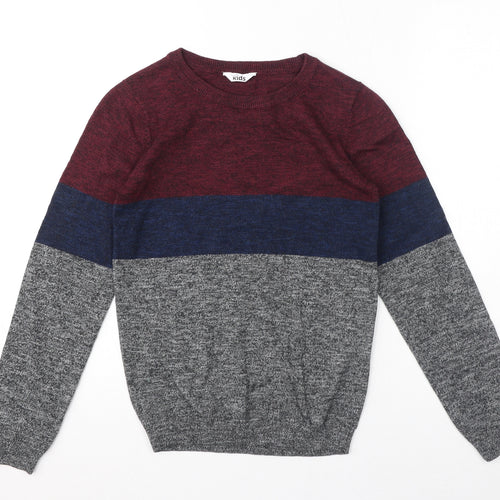 M&Co Boys Multicoloured Crew Neck Striped Cotton Pullover Jumper Size 11-12 Years Pullover