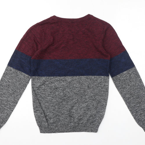 M&Co Boys Multicoloured Crew Neck Striped Cotton Pullover Jumper Size 11-12 Years Pullover