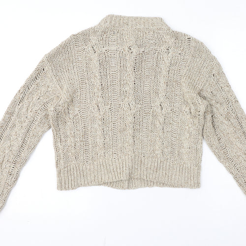 Fabiana Filippi Womens Beige Round Neck Cotton Cardigan Jumper Size 8