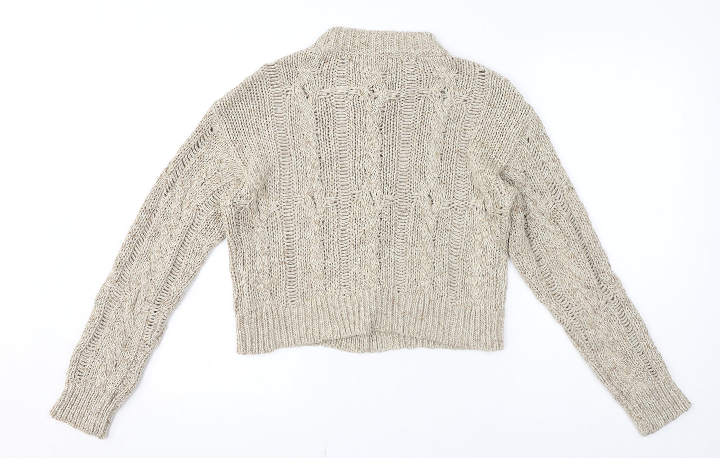 Fabiana Filippi Womens Beige Round Neck Cotton Cardigan Jumper Size 8