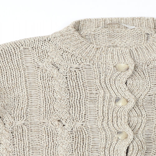 Fabiana Filippi Womens Beige Round Neck Cotton Cardigan Jumper Size 8