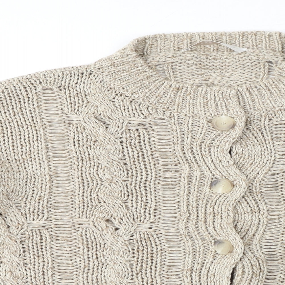 Fabiana Filippi Womens Beige Round Neck Cotton Cardigan Jumper Size 8