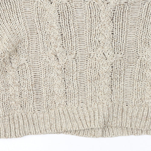 Fabiana Filippi Womens Beige Round Neck Cotton Cardigan Jumper Size 8