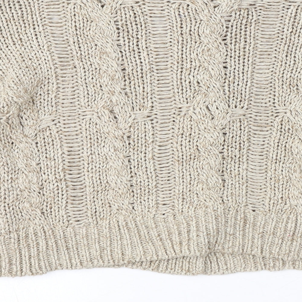 Fabiana Filippi Womens Beige Round Neck Cotton Cardigan Jumper Size 8