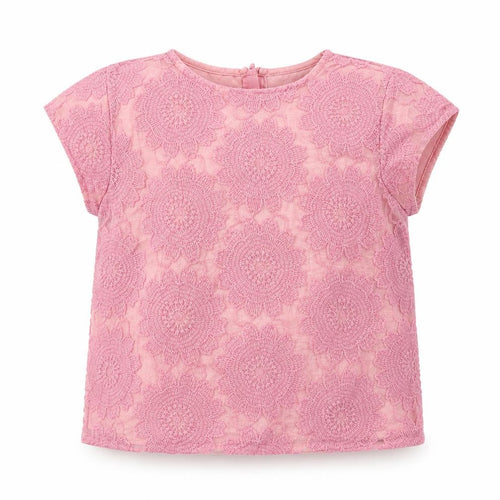 Autograph Girls Pink Floral Polyester Basic T-Shirt Size 6-7 Years Round Neck Zip