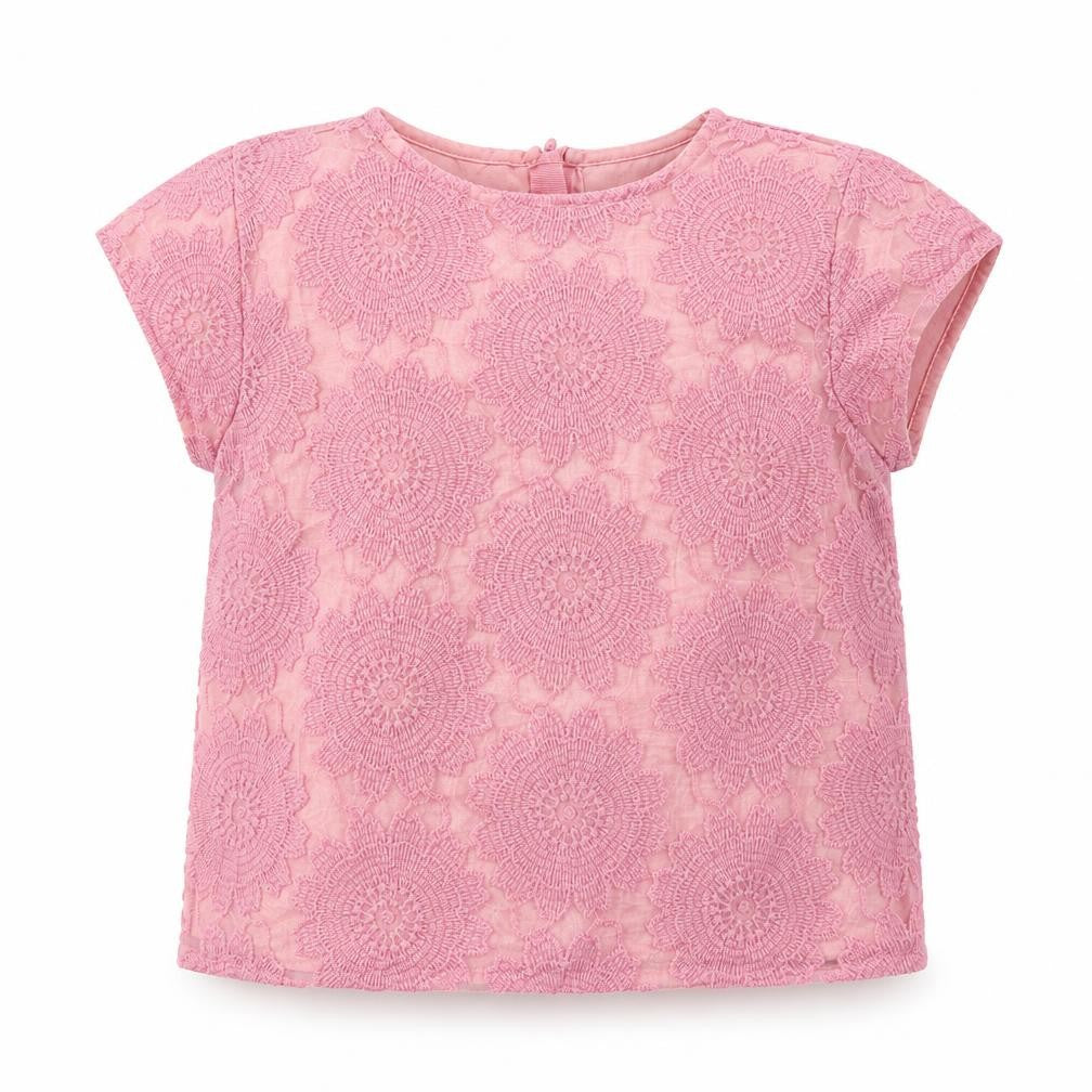 Autograph Girls Pink Floral Polyester Basic T-Shirt Size 6-7 Years Round Neck Zip