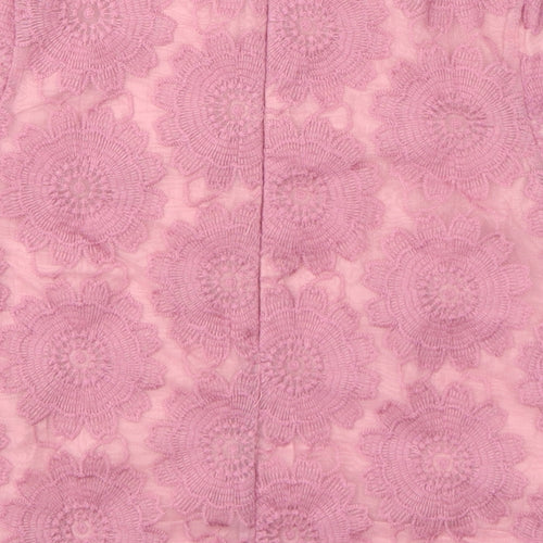 Autograph Girls Pink Floral Polyester Basic T-Shirt Size 6-7 Years Round Neck Zip