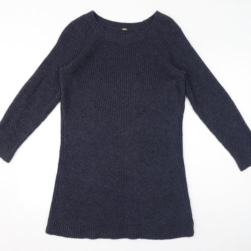 Marks and Spencer Womens Blue Acrylic Jumper Dress Size 14 Round Neck Pullover