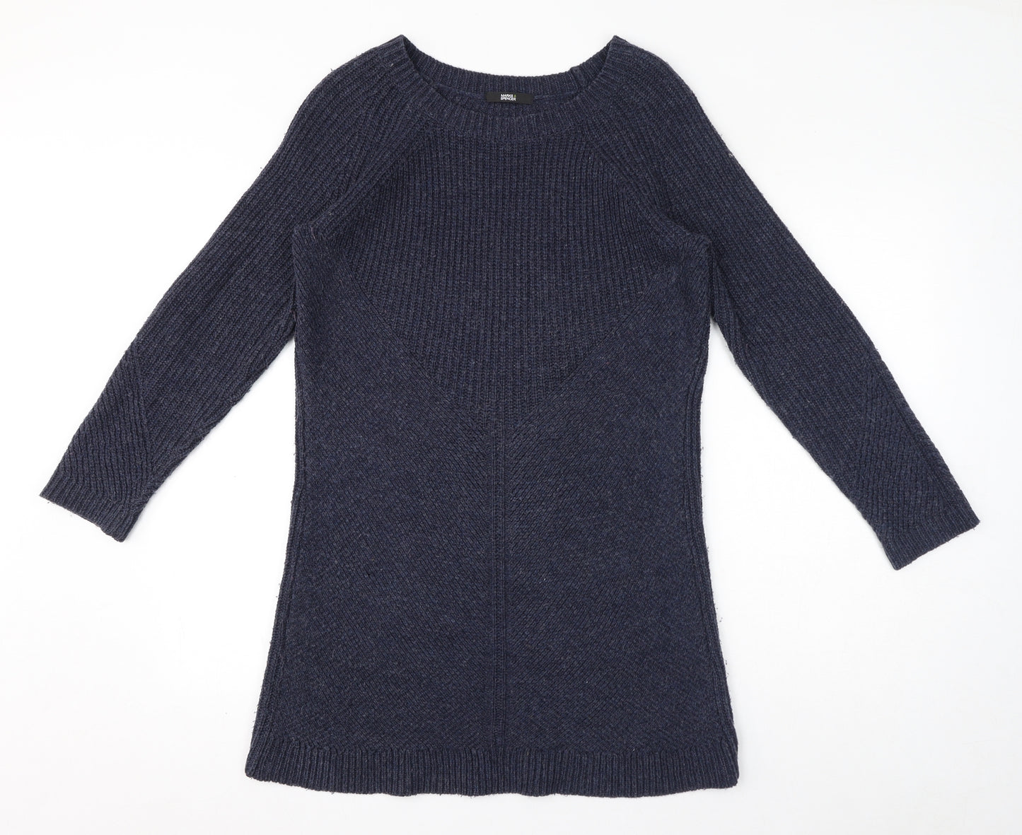 Marks and Spencer Womens Blue Acrylic Jumper Dress Size 14 Round Neck Pullover