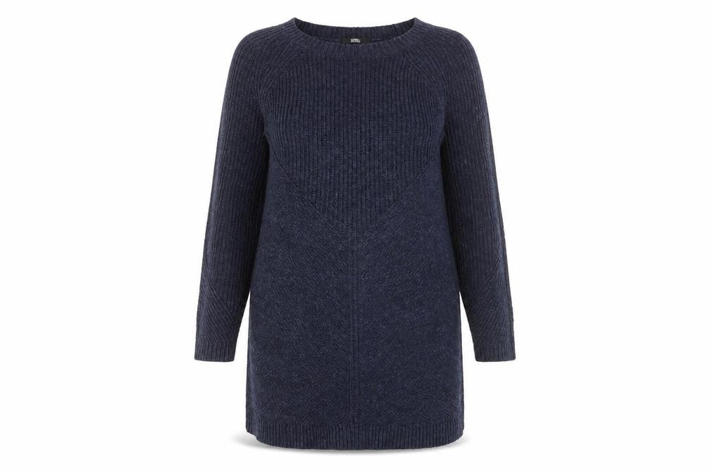 Marks and Spencer Womens Blue Acrylic Jumper Dress Size 14 Round Neck Pullover