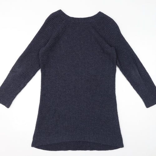 Marks and Spencer Womens Blue Acrylic Jumper Dress Size 14 Round Neck Pullover
