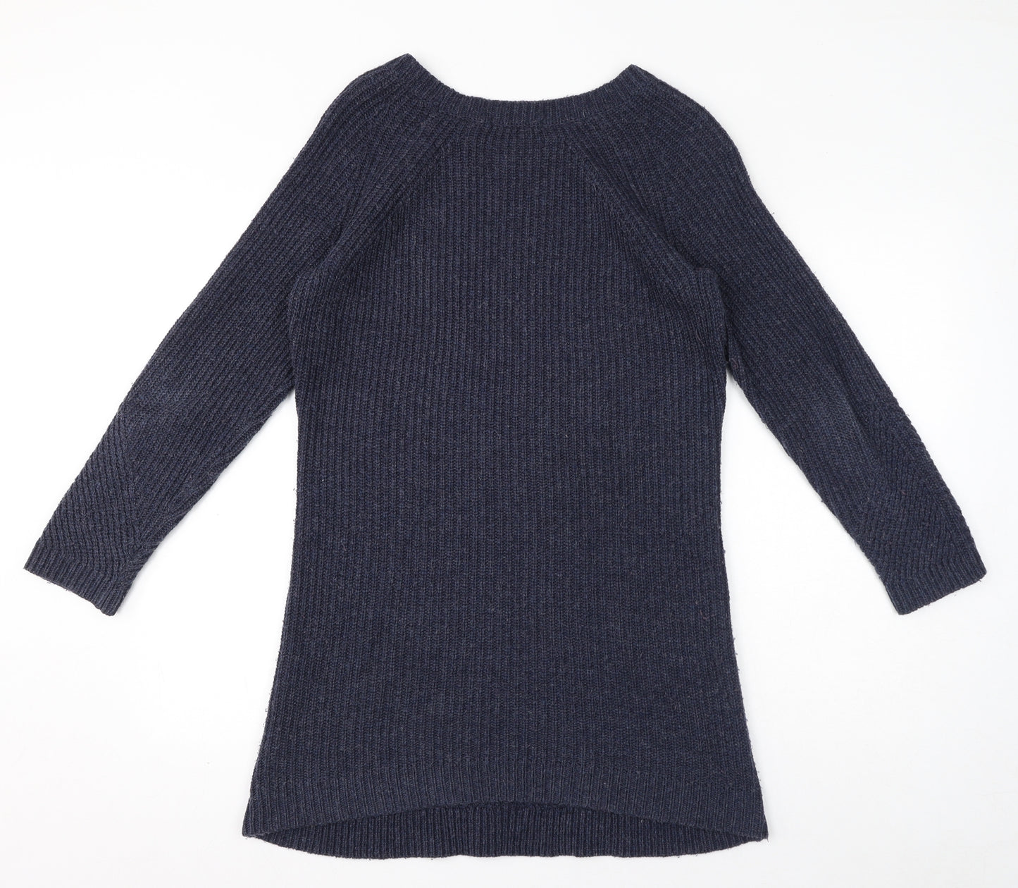 Marks and Spencer Womens Blue Acrylic Jumper Dress Size 14 Round Neck Pullover